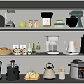 Essential Modern Kitchen Utensils Collection With Coffee Maker Blender Kettle And Rice Cooker