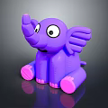 Cute Cartoon Purple Elephant Toy With Big Eyes Pink Ears Trunk And Feet