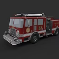 Red County Fire Department Fire Truck With Emergency Equipment And Number 22