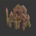 Modern Building Blocks Toy Building Blocks Toy Building Blocks Castle Wood Castle 3d model