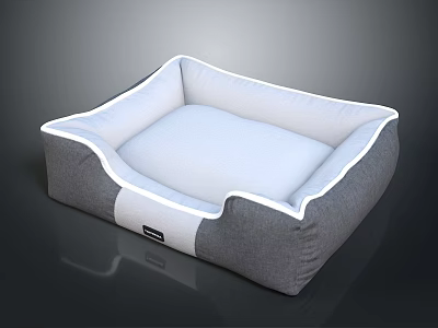 Comfortable Gray And White Pet Bed With Soft Cushion And Cozy Design 3d model