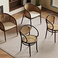 Stylish Wicker Armchairs With Beige Cushions In Living Room Area Rug