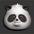 Cute 3D Panda Game And Movie Character With White Body Purple Ears Green Eyes