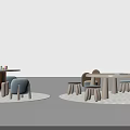 Round Kids Table With Small Stools Patterned Rug And Toys On Top 3d model