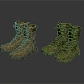 Durable Brown And Green Military Style Boots With Lace Up Design For Outdoor Activities