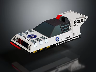 White Police Car Model With Black Details POLICE Text And 911 Logo 3d model