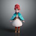 Game Movie Character With Red Hair White Dress Turquoise Cape Patterns Belt Necklace And Boots