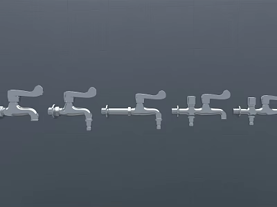 Faucet Designs in Multiple Different Styles Arranged on Gray Background 3d model