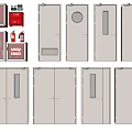 Fire Safety Cabinets and White Cabinet Doors with Glass Vents and Circular Holes