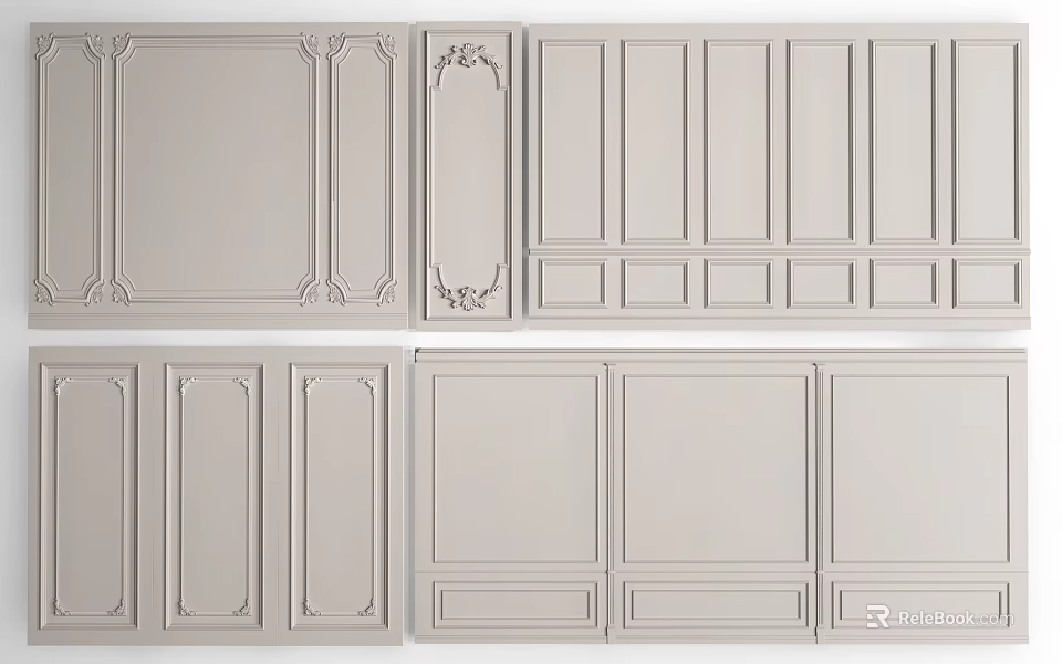 Gypsum Molding Decorative Panel Designs With Various Wall Patterns For Interior 3d model 