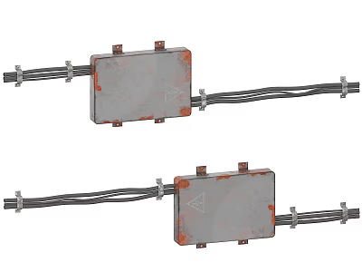 Rugged Industrial Electrical Junction Box With Metal Enclosure Cable Connections And Mounting Brackets 3d model
