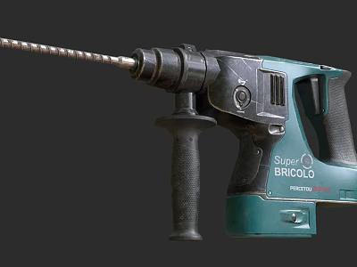 Industrial Hammer Drill By Super BRICOLO With Green Black Design And Drill Bit Handle 3d model