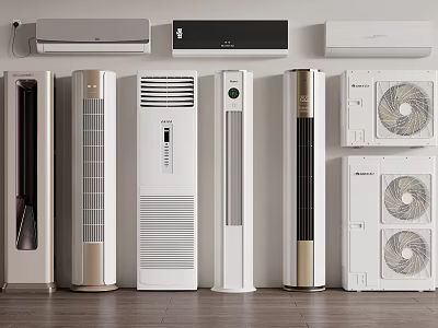 Air Conditioners And Fans Wall Mounted Floor Standing Modern Design White Gold Home Appliances 3d model