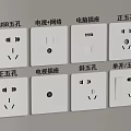 Different Electrical Outlet Types With USB TV Network Computer and Power Sockets