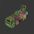 Military Green Tank With Roof Mounted Missile Launcher and Multiple Wheels