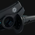 Futuristic Black Knife With Brown Handle Snowflake Emblem And Tech Buttons