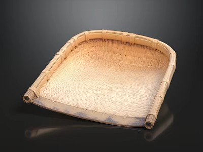 Natural Bamboo Woven Square Tray With Handcrafted Edge For Home Decor Use 3d model