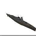Detailed Warship 3D Model Featuring Battleship Turrets And Superstructure With Green Brown Hull