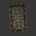 Ornate Wooden Decorative Tray With Carved Edges Intricate Geometric Cutouts And Handles
