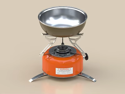 Portable Gas Stove With Pan For Outdoor Cooking 3d model