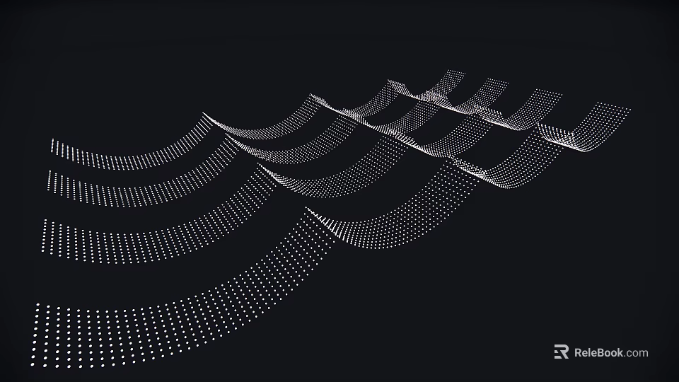 Decorative Pendant With White Dots Forming Wavy Lines On Black Background 3d model 