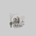 Stylish Decorative Ornament Set With Glass Vase Books Spiral Sculpture And Table Lamp