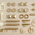 Various Shapes Golden Beige Metal Handles for Cabinets Drawers Decorative Design