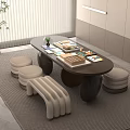 Modern Kids Table with Stools Books Toys and Small Plant in Cozy Interior