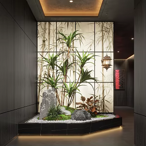New Chinese Style Indoor Landscape Landscaping Landscape Setches Indoor Landscape Indoor Landscape Bryophytes Plant Pile 3d model