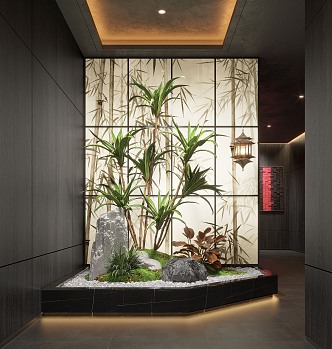 New Chinese Style Indoor Landscape Landscaping Landscape Setches Indoor Landscape Indoor Landscape Bryophytes Plant Pile 3d model