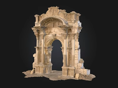 Ancient European Architecture Arch With Ornate Carvings And Classical Details 3d model