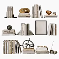 Modern Books And Magazines Stacked With Artistic Decor For Home Interior Display Design