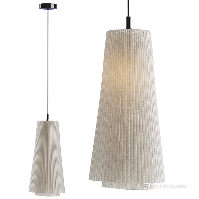 Modern Pendant Lights With Textured Fabric Shades In Different Sizes 3d model 