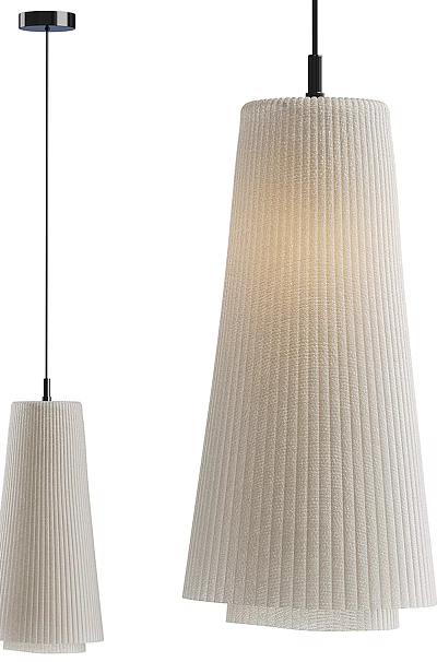 Modern Pendant Lights With Textured Fabric Shades In Different Sizes 3d model