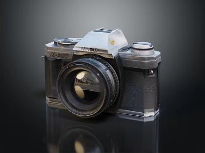 Pentax ME Super Vintage Film Camera With Retro Design Classic Lens And Leather Grip 3d model