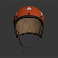 Red Helmet With White Stars Green Stripe And Leather Lining Black Border