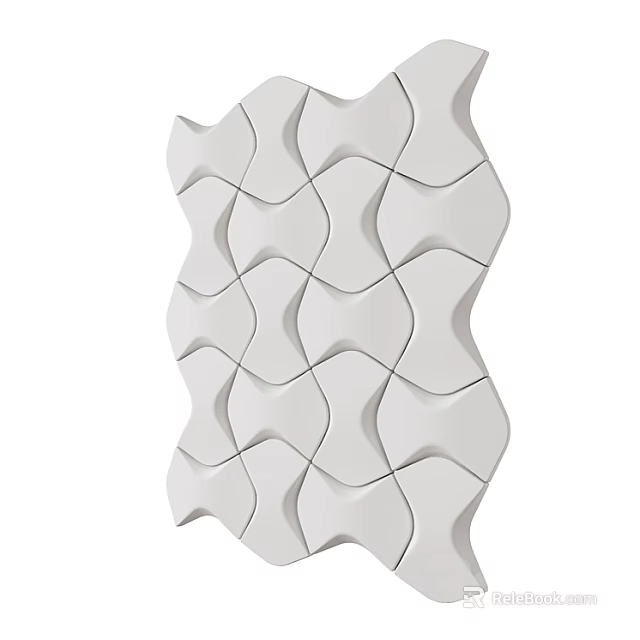 White Wavy Interlocking Components With Geometric Pattern For Wall Decoration Panel 3d model