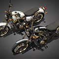 Classic Black Motorcycles With Gold Accents And Chrome Details Parked Together