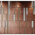 Modern Brown Leather Wall Panel Design With Gold Strips And Textured Decor
