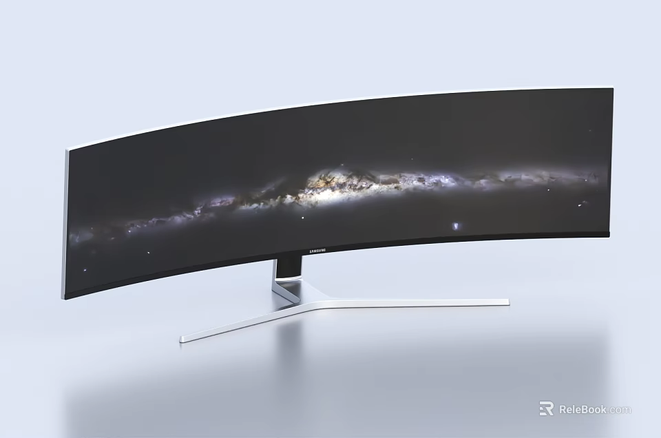 Curved Computer Monitor With Modern Design And High Definition Starry Space 3d model 