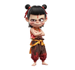 Nezha smile expression cartoon character 3d model