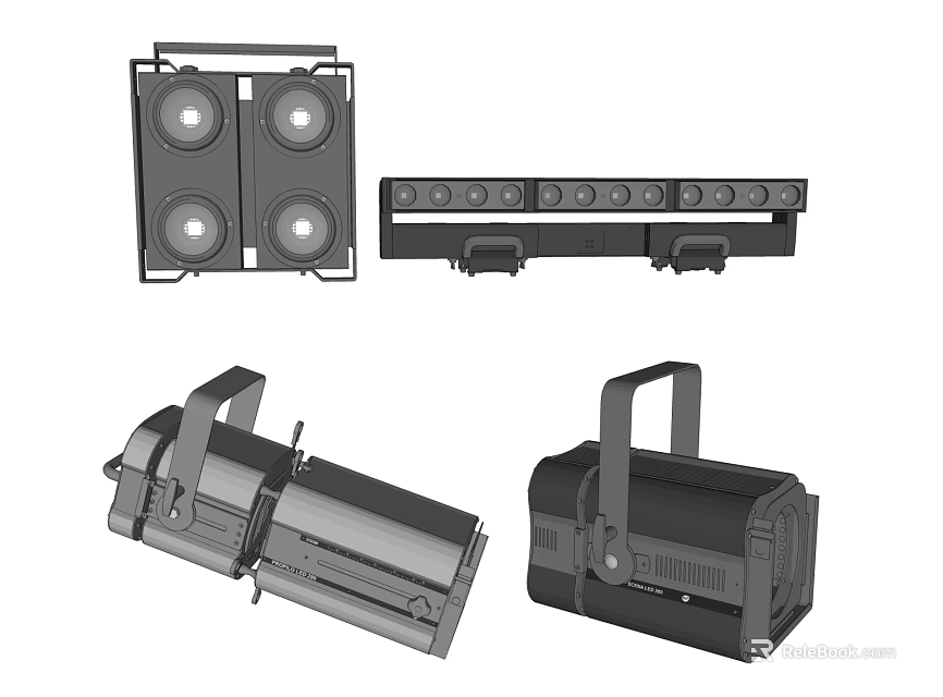 Different Styles Of Downlights And Spotlights Lighting Fixtures For Home Interior Design 3d model 