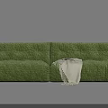 Plush Modern Sectional Sofa With Green Orange Tufted Design And Cozy Blanket
