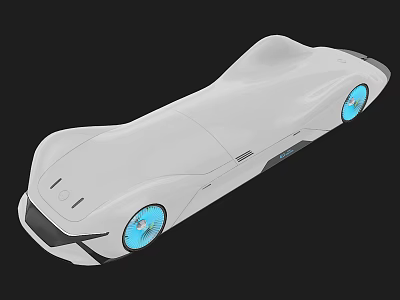 Futuristic White Streamlined Car With Blue Illuminated Wheels And Modern Aerodynamic Design 3d model