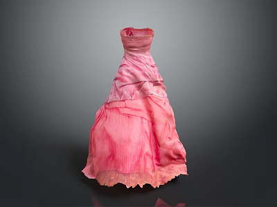 Man Modeling Elegant Pink Long Dress With Layered Skirt And Ruffled Details 3d model