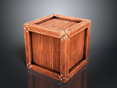 Square Wooden Crate With Natural Wood Grain And Metal Rivet Details 3d model