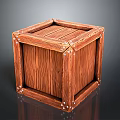 Square Wooden Crate With Natural Wood Grain And Metal Rivet Details