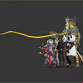 Group Of Diverse Characters And Creatures With Panda Lion And Humanoid Figures