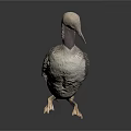 Gray and White Loon Bird Standing on Black Surface with Gray Background