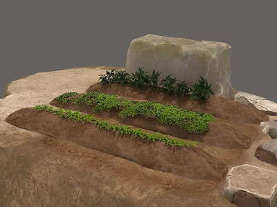 Cartoon Vegetable Stone Cartoon Vegetable Stone Cartoon Material Cartoon Plant Soil Cartoon Elements 3d model